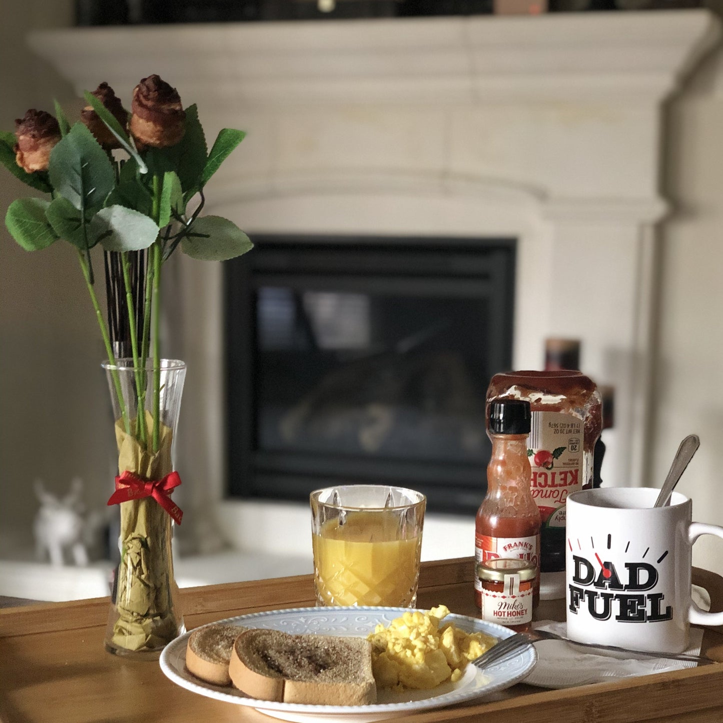 Half Dozen Bacon Roses in a Vase